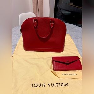 Louis Vuitton Alma Leather Satchel with matching wallet